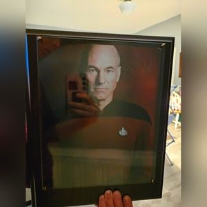 10.5"x13" Jean-Luc Picard Wooden Plaque With Unsigned 8x10 Photograph Star Trek